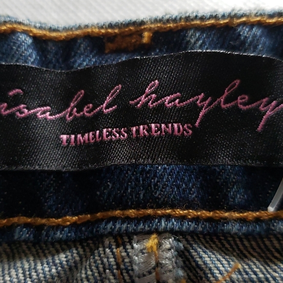 Isabel Hayley Denim Distressed Raw Hem Mini Skirt - Picture 10 of 15